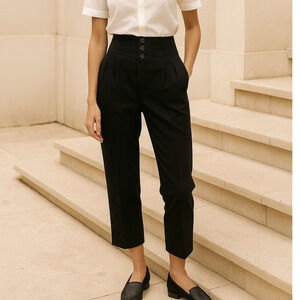 Nili Lotan Yorke Virgin Wool Pants $595 High Rise Pleated Crop Trousers NWT 6